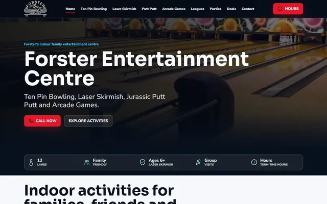 Screenshot of the Forster Entertainment Centre website