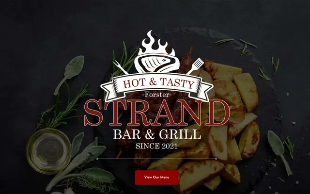 Screenshot of the Strand Bar & Grill website